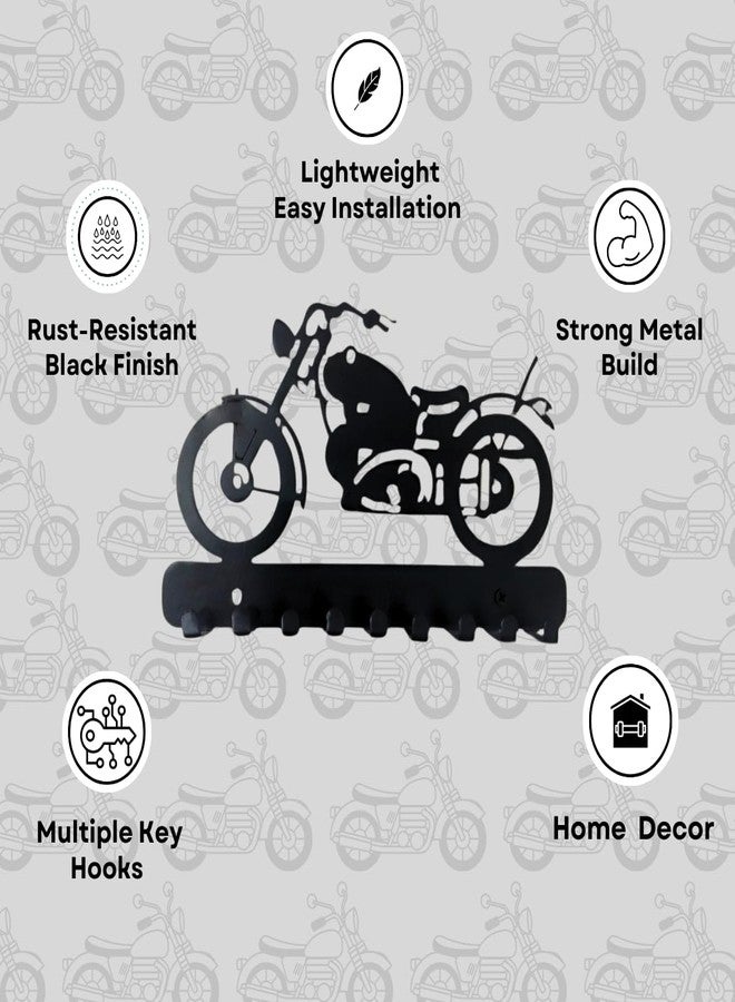 MEET DECOR Bike Metal Key Holder | Decorative Wall-Mounted Key Rack & Organizer for Entryway, Hallway, Kitchen | Sturdy Hanger for Keys & Accessories (25x15 cm, 9 Hooks) - Image 4